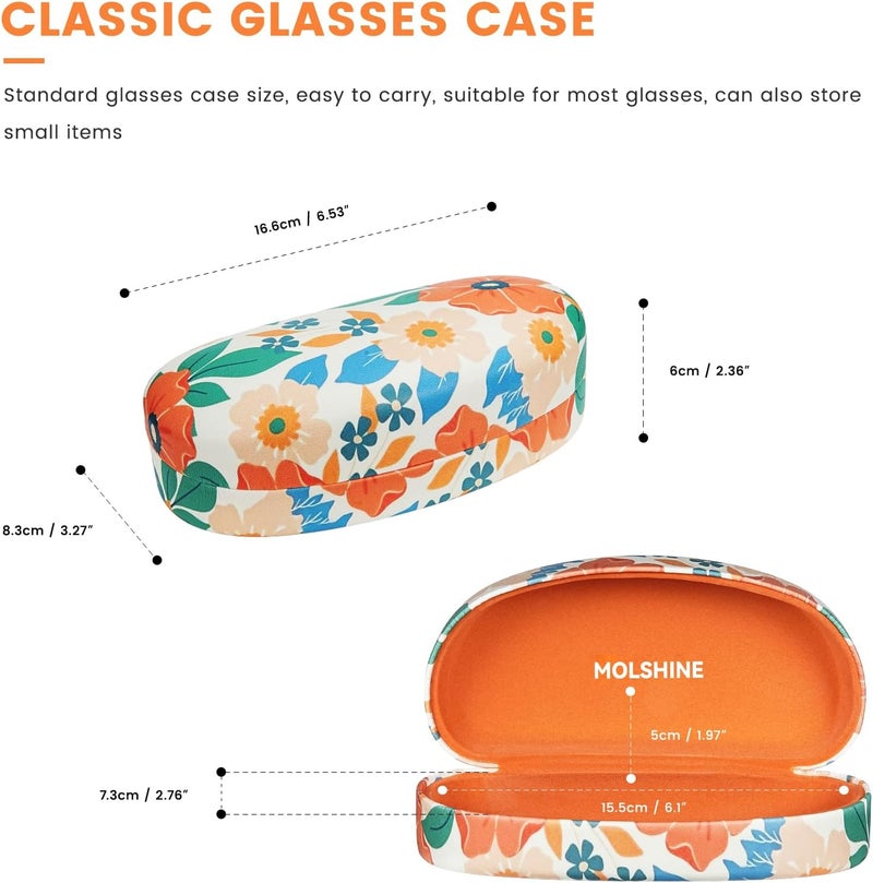molshine Hard Shell Sunglasses Case,Classic Large Glasses Case for Sunglass, Eyeglasses with Cleaning Cloth, Pocket - Image 3